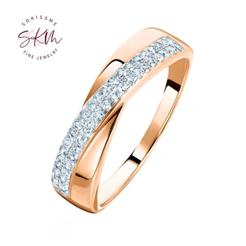 SKM Vintage dizajnér prsteňov 14 karátové ružové zlato prstene pre ženy Zásnubné prstene dizajnér Sľub Luxusne Jemné Šperky