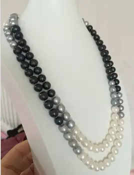 Ohromujúci 9-10 mm tahitian black multicolor kolo perlový náhrdelník 45inch