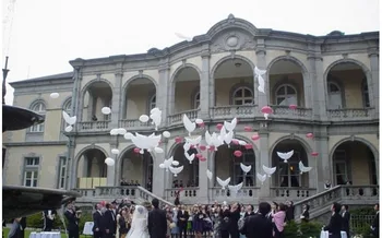 100 ks Svadobný hélium nafukovacie biologicky biele Holubice, Balóny pre svadobné dekorácie v tvare holubice bio balóny