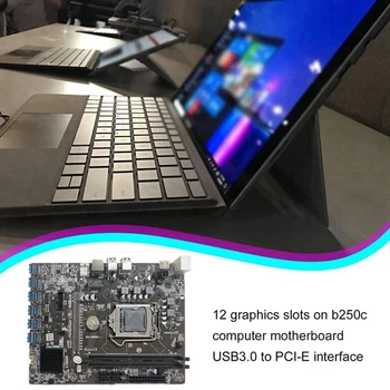 B250C Baník Doske+Tepelná Pad 12 PCIE na USB3.0 Slot Grafickej Karty LGA1151 Podporu DDR4 DImm RAM pre BTC Ťažba