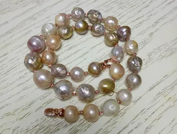 Sladkovodná perla biela/ružová fialová blízkosti kolo barokový edison10-13 mm náhrdelník 18-palcové veľkoobchod korálky prírody FPPJ žena 2019