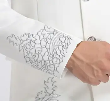 Spevák tanečnej scény výšivky oblečenie pre mužov, čínsky tunika farby nastavené pomocou nohavice 2020 pánske svadobné obleky ženícha formálne šaty