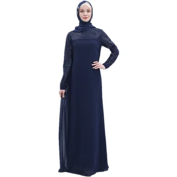 Dlhé Šaty, Ženy Moslimské Oblečenie Kaftan Arabských Jilbab Abaya Islamskej Sequin Šitie Maxi Šaty Farbou Dlhý Rukáv Nadrozmerné Oblečenie