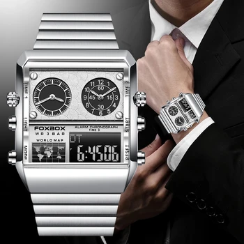 LIGE 2022 Nové Kreatívne Námestie Sledovať Mužov Top Značky Luxusné Módne Multifunkčné Elektronické Quartz Analógové Digitálne hodinky pre mužov