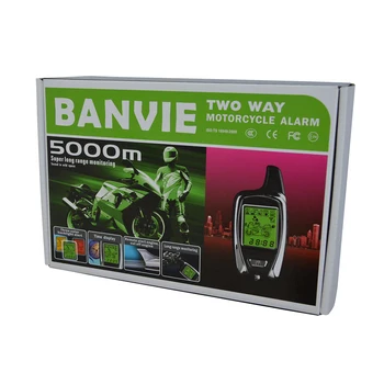 BANVIE 5000m Dve cesty Motocykel Motorke Alarm Systém s 2 LCD Vysielačov, Diaľkové Motora Štart a Mikrovlnný Senzor