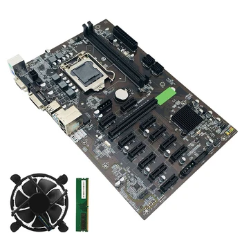B250 BTC Ťažba Doske PCIe X1 PCI-E X16 LGA 1151 s DDR4 8GB 2666MHZ RAM +Chladiaci Ventilátor pre Grafickú Kartu Baník