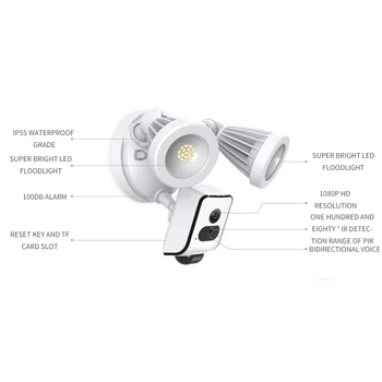 Nádvorie Lampa Dohľadu Kamera Farebná Nočné Videnie Bezdrôtový Wifi Kamera Home Security Monitoring
