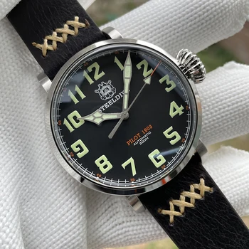 STEELDIVE Dive Watch SD1903 Nehrdzavejúcej Ocele Pilot 20Bar Nepremokavé Mechanické Hodinky Veľké Dial Swiss C3 Zelená Svetelná Náramkové hodinky