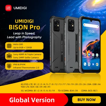 [Svetová Premiéra] UMIDIGI BISON Pro Globálna Verzia Smartphone 128GB IP68/IP69K Heliograf G80 NFC 48MP Kamera 6.3