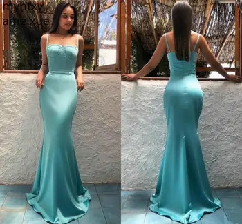2021 Morská Modrá-zelená Sexy Šaty, Večerné Šaty arabský Štýl Popruh Dlhú Dovolenku Nosenie Prípade Prom Party Šaty na Zákazku Plus Veľkosť