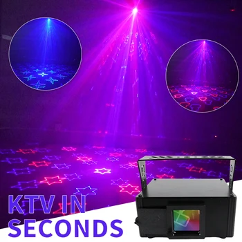 VÍLA 3D Animácie Laserové Svetlo LED Baterka Ovládanie Hlasom Fáze Lampa s Diaľkovým ovládaním Pre KTV Bar
