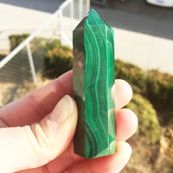 1PCS Prírodný Leštený Malachit Bodov Obelisk Crystal Prútik Uzdravenie Crystal Veže