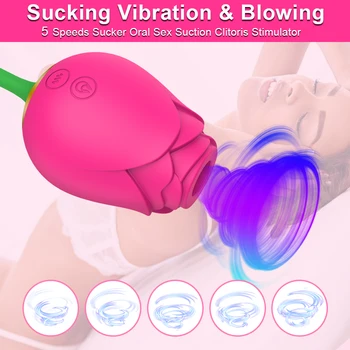 Rose Klitoris Bulík Vibrátory pre Ženy Silný Stimulátor Klitorisu Vákuového Sania Ženskej Lásky Vibračné Vajíčko sexuálnu Hračku pre Dospelých 18