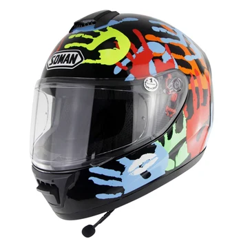 Motocyklové prilby plnú tvár motocross čele s bluetooth headset casco para moto dot schválenie Soman SM962