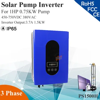 1.5 KW 3.7 A 3phase 380VAC MPPT solárne čerpadlo invertor s IP65 pre 1HP 0.75 KW vodné čerpadlo plne automatické operácie