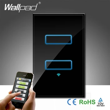 Hot Predaj Wallpad LED Čierne Sklo AU NÁS 120 110~250V 2 Gang 1 2. Spôsob Spôsobom Bezdrôtový Wifi Diaľkové Ovládania Svetla WIFI vypínač