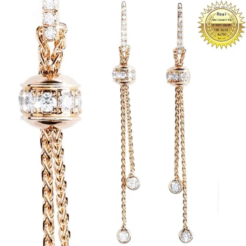 18K Au750 Rose Gold Stud Náušnice Strapec Ženy Výročie Svadby Zapojenie Strana Moissanite Diamond Elegantné Trendy Romantické