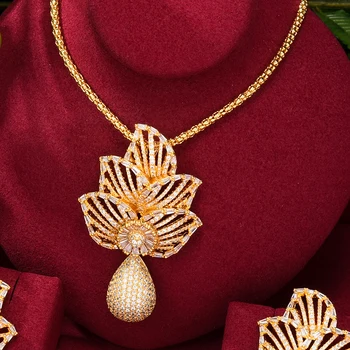 KellyBola exkluzívny dizajn úplný cubic zirconia náhrdelníky náušnice nastaviť svadobné šperky set pre ženy 2021