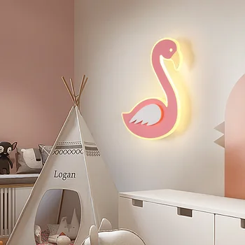 Flamingo Roztomilý Kreslený Nástenné Svietidlo Tvorivé Prispôsobiť Nočné Svetlo Detské Izby, Dekorácie Svietidlá Nástenné Dekor Prútik Lampen
