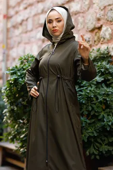 Skladaný Pás S Dvojitým Zipsom Pršiplášť Turecko Moslimskou Módne Islam Oblečenie Dubaj Istanbulstyles Istanbul Zimné 2021