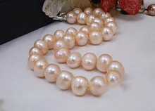 šľachtické ženy darček Šperky Spona 17INCH Prírodné AAA skutočnou perlou náhrdelníky Svetlo Ružové Prírodné perly AAA 10-11 mm +