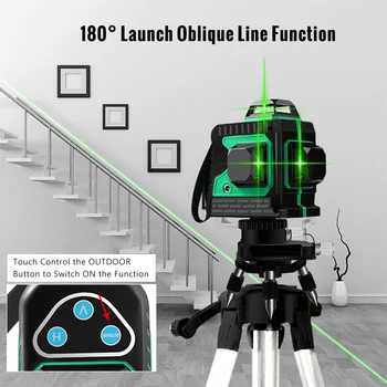 Zelený Laserový Lúč Merača Úrovne Dotykové Ovládanie Laserových Úrovni Professional Laser 12-line Green Light Self-Nivelačný Laser Úrovni Meter