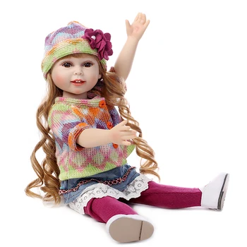 Môže Stáť American Doll Plný Silikónové Vinyl Deti Reborn skutočná Dievča Batoľa Roztomilý 45 CM Hračky Pre Deti, Darčeky Narodeniny Brinquedo