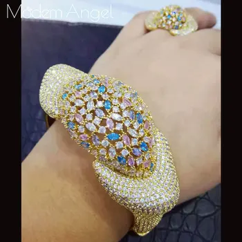 ModemAngel Módne Dubaj Svadobné Šperky Sady Luxusných Zlato Náramok Prsteň Súpravy Pre Ženy, Svadobné brincos para ako mulheres