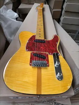Čínska gitara pôvodné vlastné nové Tiger zrná žlté prírodné drevo transparentná žltá tl Elektrická gitara 67