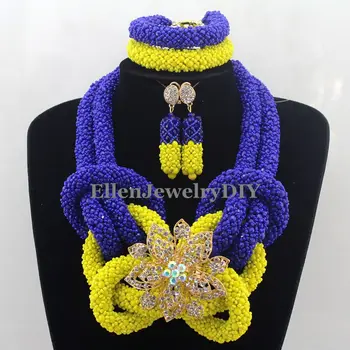 Nové Prišiel Vyhlásenie Náhrdelník Nigéria Svadobné Nastaviť Náhrdelník Klasické Ženy Crystal Afriky Korálky Šperky Set W12804