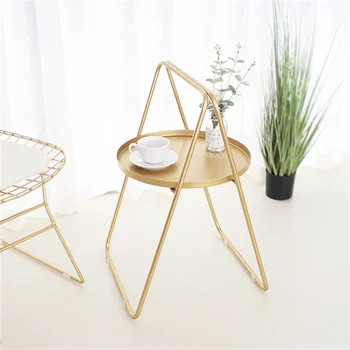 Kreatívne malý okrúhly stôl s držiakom na balkón, obývacia izba, spálňa, nočné gauč rohu tabuľky black zlatý kov