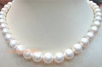 šľachtické ženy darček 17INCH ZLATÁ SPONA OBROVSKÝ AAAA 9-10 mm PRÍRODNÉ south sea white pearl necklaceCZ Luxusné Pani dievča