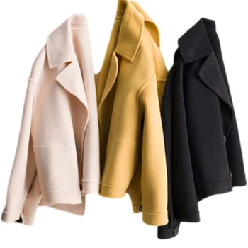 Krátke Pevné Vlny Kabát Ženy Vrchné Oblečenie 2021 Nové Jeseň Zima Dvojité Breasted Voľné Zimné Bundy Ležérne Oblečenie Casaco Feminino