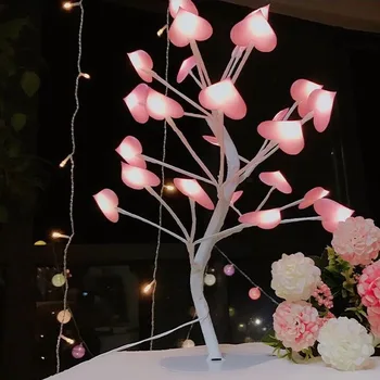 DIY Ružové Srdce Strom Svetla Teplá Biela LED Tabuľka Stôl Svetlo Lady Dievča, Izba, Nočné Lampy Roztomilý Strany Svadobné Osvetlenie Dekoroch 220V