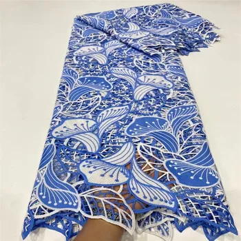 Madison Afriky Šnúrky 2021 Modrá/Čierna Nigérijský Tissuse Kábel Čipky Textílie Guipue Čipky Výbava Pre Ženy, Svadobné