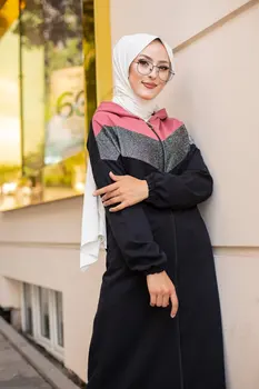 Ferace Čierne Zimné Jeseň 2021 Moslimských Žien Hidžáb Islamskej šatky Turecko Fas pre Ženy Dlhé Šaty Cardigan Bunda