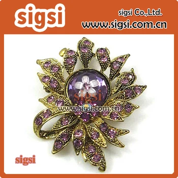 Svadobné dekoratívne akryl kovový kvet drahokamu brošňa pin