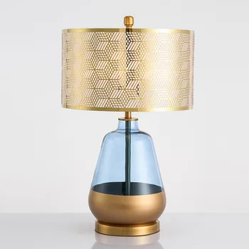 Moderný modré sklo led dizajnér medzi príklad nočné svetlo luxusných Amerických osobnosti obývacia izba stolná lampa