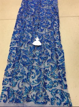 Kráľovská Modrá Guipure Čipky Textílie s Lesk Flitrami Vysoko Kvalitné Švajčiarske Voile Šnúrky Švajčiarsko Suché Afriky Čipky Textílie
