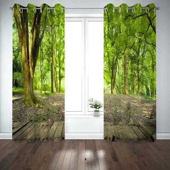 Krásny Park Lemované Stromami Blackout Závesy Pre Okno Spálňa Obývacia Izba 98% Zatienenie 3D Závesy Vlastné