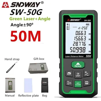 SNDWAY laserový diaľkomer SW-100 G zelenej digitálny diaľkomer elektronická ruleta elektronické Úrovni Pravítko Rozsah Vyhľadávanie