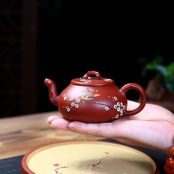 Yixing fialová hliny hrniec čistý ručné surovej rudy Dahongpao šťastný obočie blato maľované peň starožitné Kanvicu Čaju Nastaviť