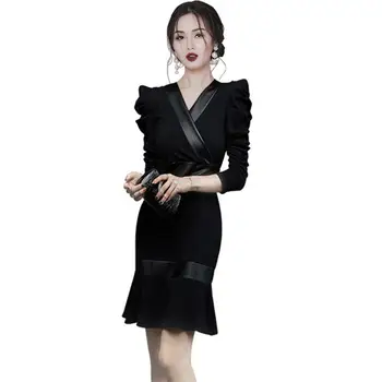 Ženy 2022 Jeseň Zimné Móda Office Šaty Nosiť Do Práce Formálne Elegantné Morská víla Šaty Lady Slim fit Business Vestidos J54