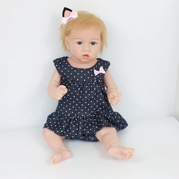 50 Reborn Bábiky Realistické Baby Doll Dievča S Krivé Ústa A Zuby celého Tela Silikónové Krátke Blond Kúpanie, Roztomilé Dievča Hračka