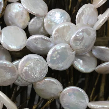 Móda vysoký stupeň prírodné sladkovodné perlou biela mince voľné korálky classci nosenie náhrdelníku náramok diy šperky 15inch B1354