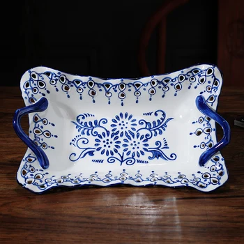 Jingdezhen Keramiky Prebodol Čínsky štýl Klasického Ovocné Misy Handpainted Modré a Biele Porcelánové Umenie a Remeslá Snack Doska