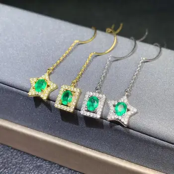 KJJEAXCMY jemné šperky prírodné Emerald 925 sterling silver ženy náušnice podporu test šľachtických