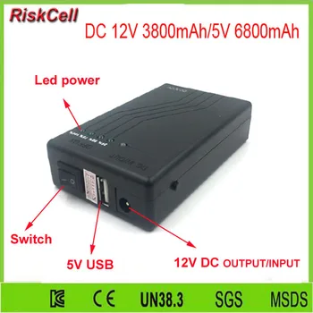 300pcs/veľa wholesales Super Mini YSN-N12V 12V 3800mAh / 5V 6800mAh black lipo batérie pre CCTV Kamery