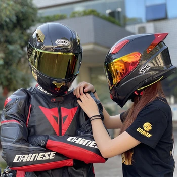 Carbon Fiber Prilba Farebné Šošovky Vintage Dvojité Clonu Bezpečnosti DOT Schválené Prilbu na Motocykel pre Mužov a Ženy Racing Scooter