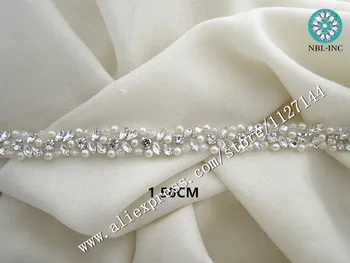 (10 metrov )Veľkoobchodný svadobný korálkové crystal pearl drahokamu nášivka výbava žehlička na na svadobné šaty pás WDD0858